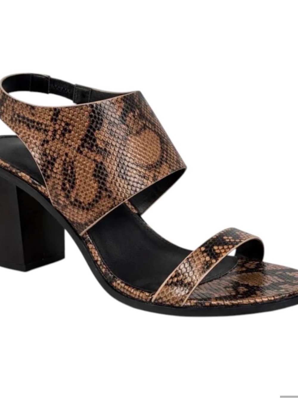 French Connection Brown Snake-Print Block Heel Sandal NIB Sz 6
